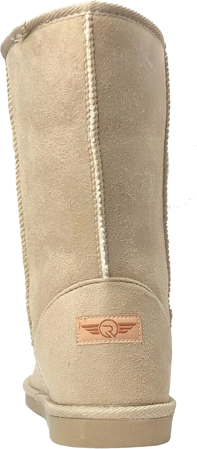 REDVOLUTION Women's Suede Faux Fur Mid-Calf Classic Winter Boots Rubber Sole