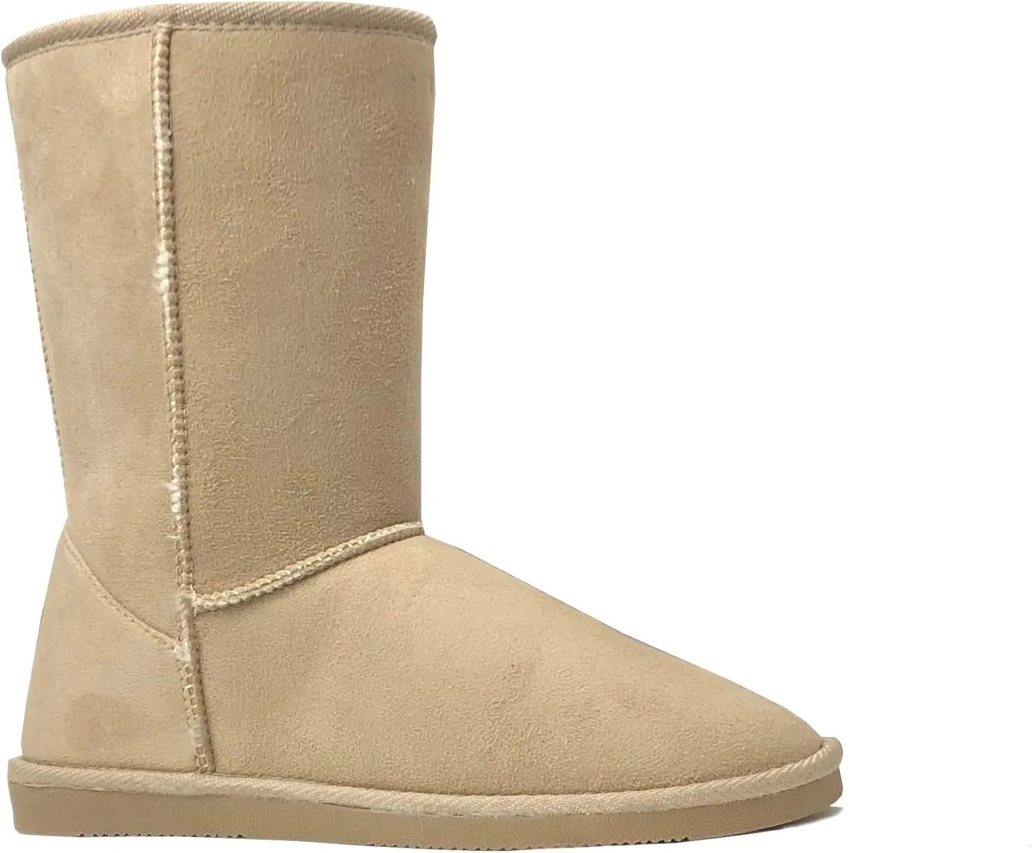 REDVOLUTION Women's Suede Faux Fur Mid-Calf Classic Winter Boots Rubber Sole