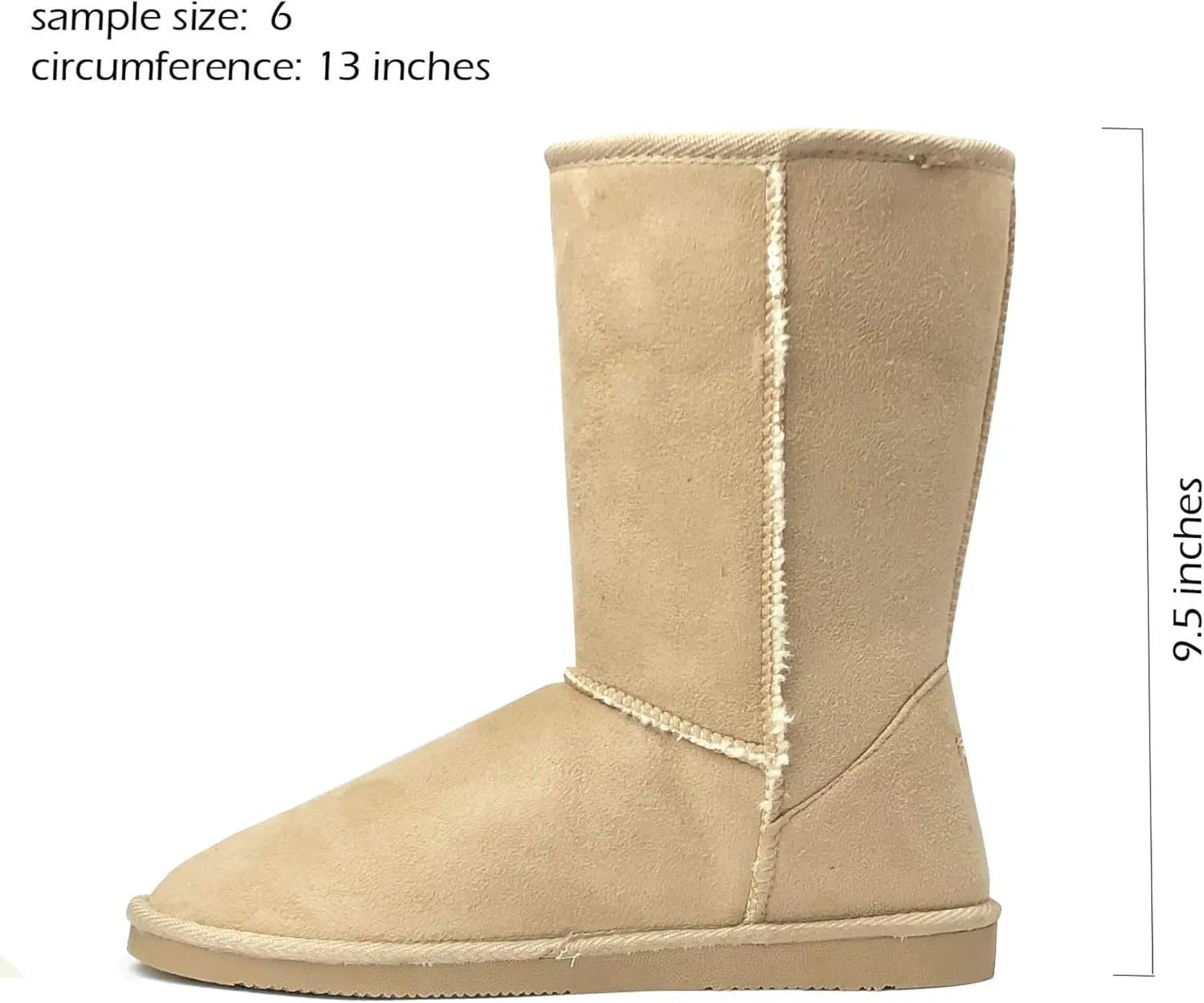 REDVOLUTION Women's Suede Faux Fur Mid-Calf Classic Winter Boots Rubber Sole