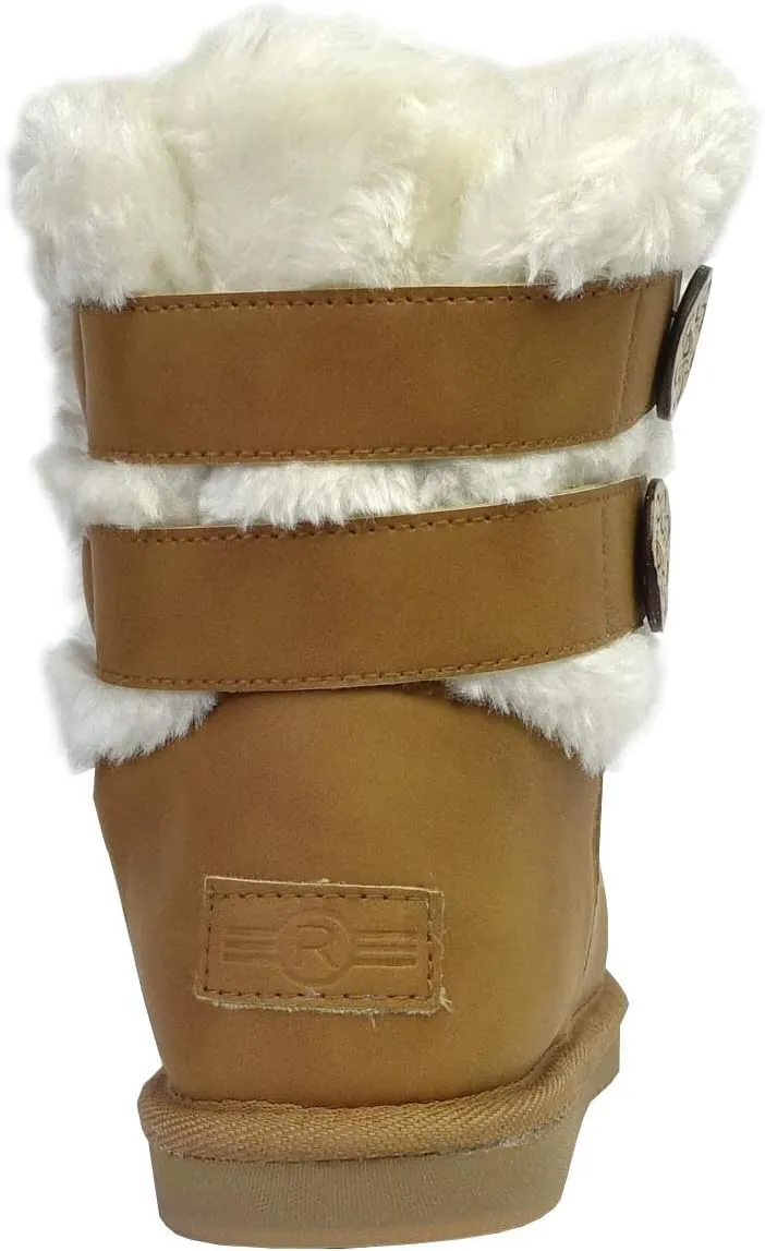 REDVOLUTION Women's Suede Faux Fur Mid-Calf Classic Winter Boots Rubber Sole