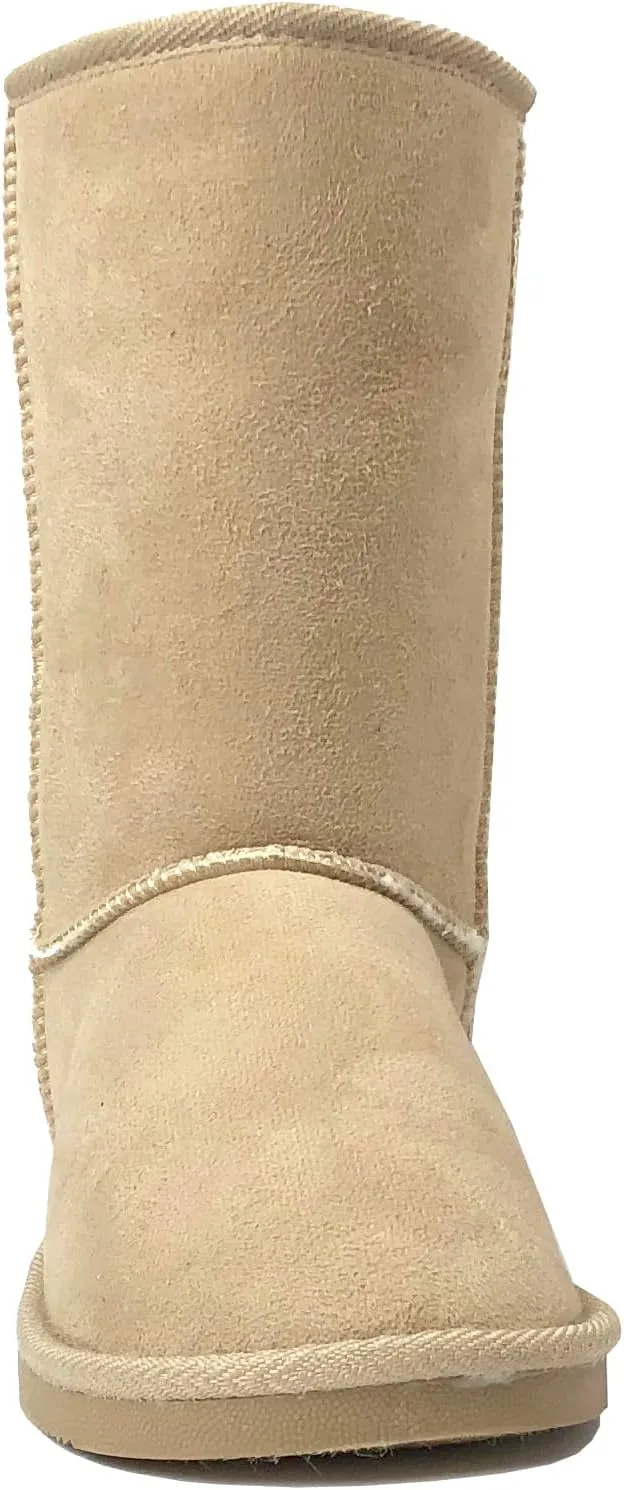 REDVOLUTION Women's Suede Faux Fur Mid-Calf Classic Winter Boots Rubber Sole