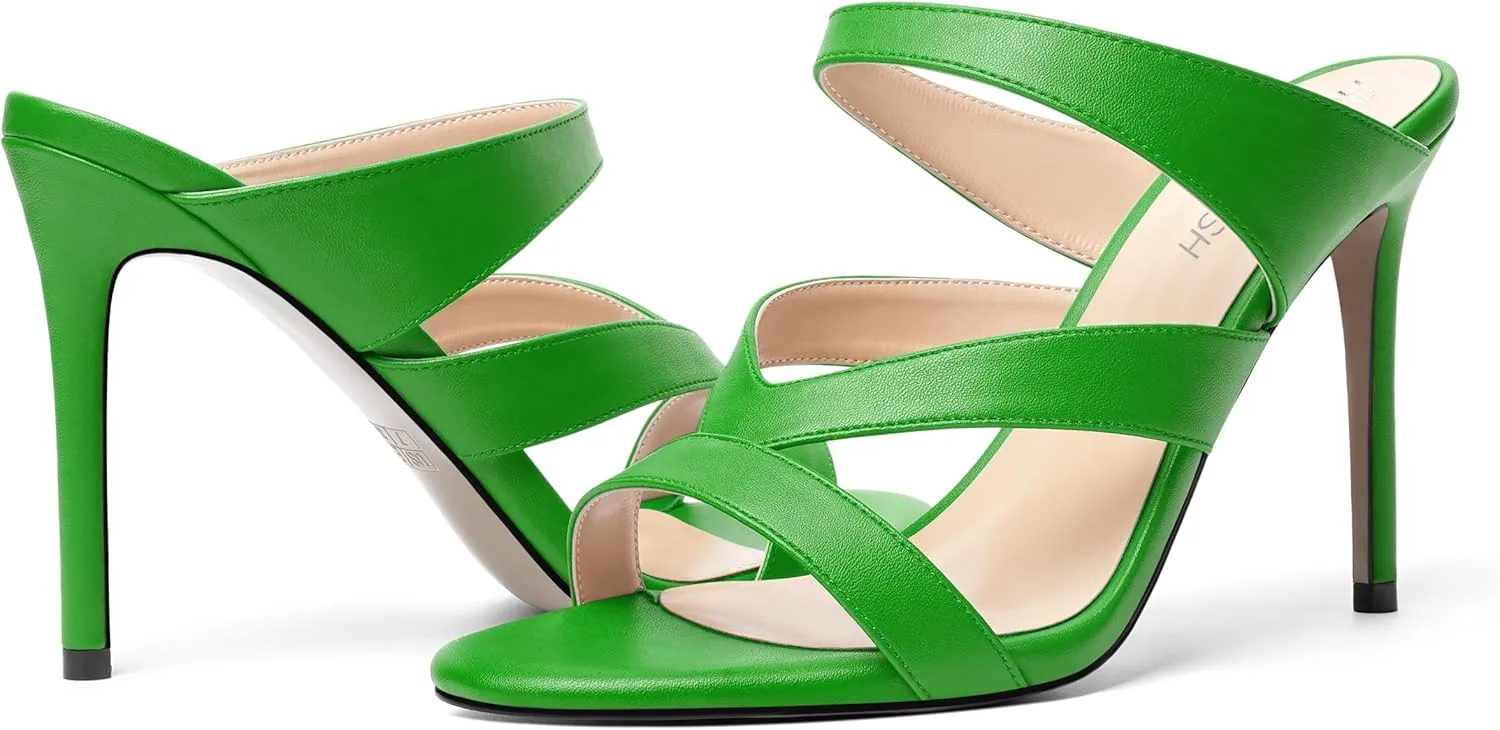 ROSERWISH Womens Night Club Open Toe Fashion Sexy Matte Slip On Stiletto High Heel Heeled Sandals 4 Inch