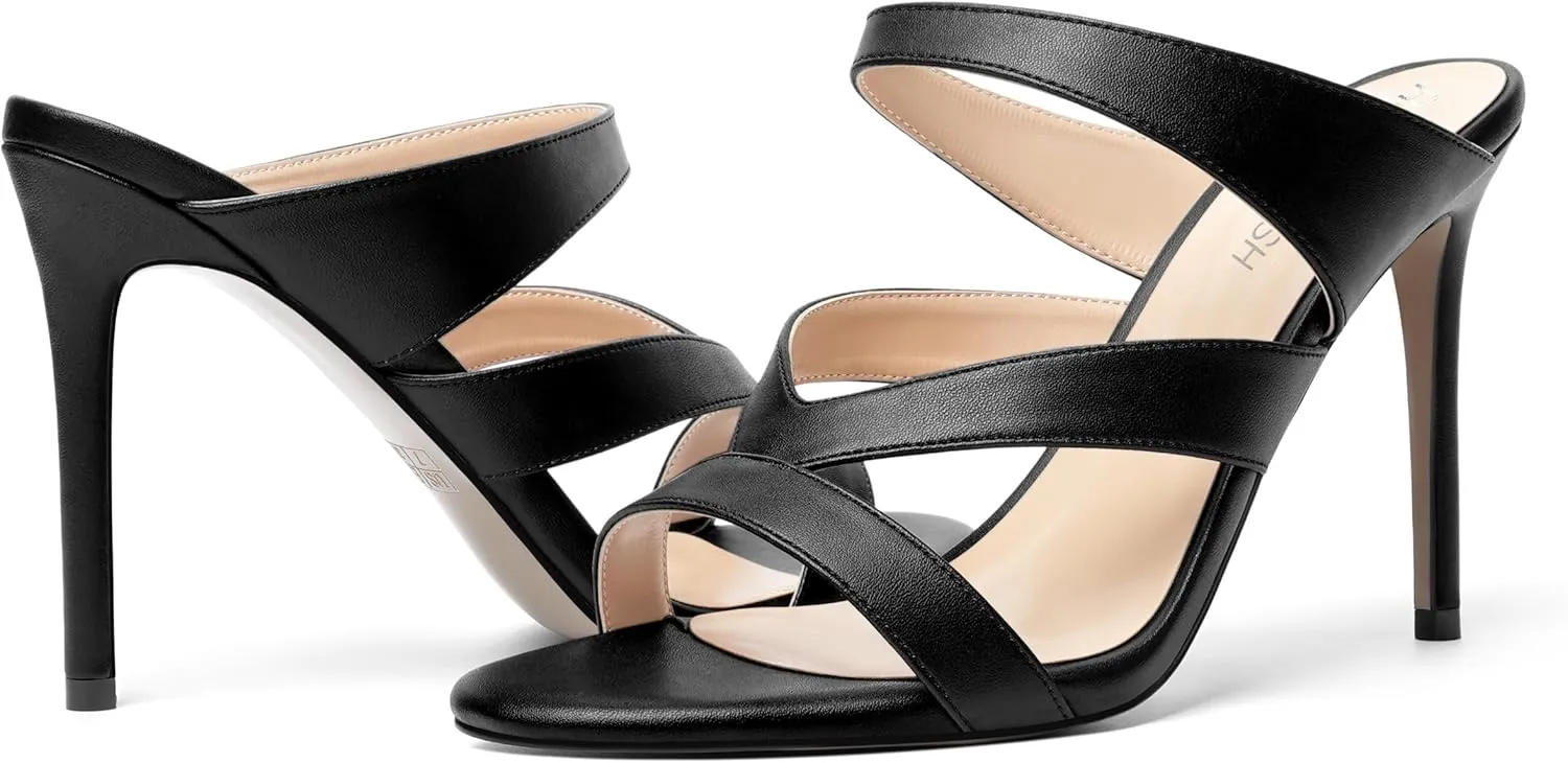 ROSERWISH Womens Night Club Open Toe Fashion Sexy Matte Slip On Stiletto High Heel Heeled Sandals 4 Inch