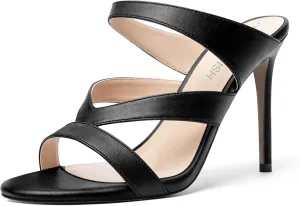 ROSERWISH Womens Night Club Open Toe Fashion Sexy Matte Slip On Stiletto High Heel Heeled Sandals 4 Inch