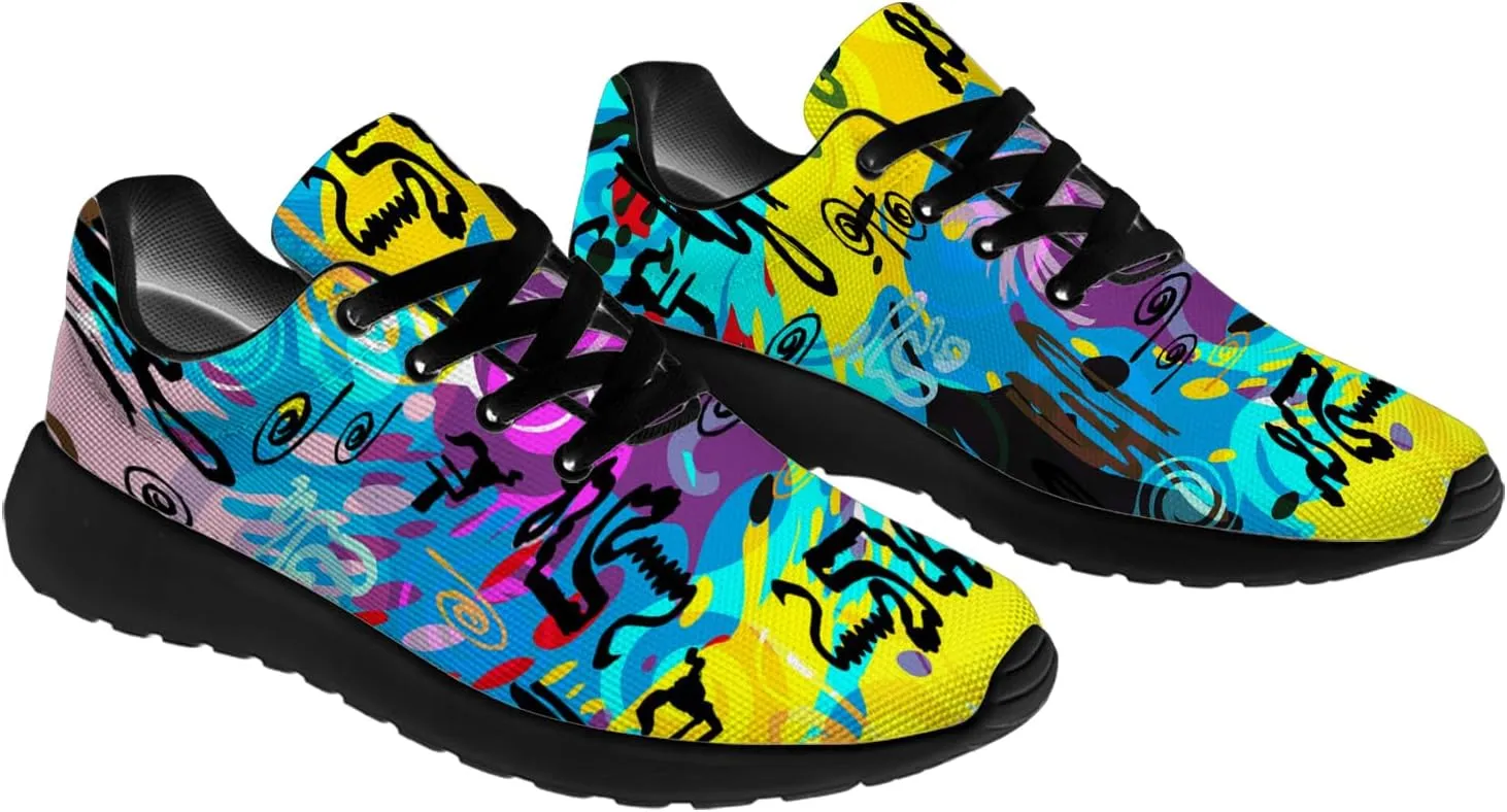 Running Shoes for Women Men Graffiti Print Shoes Tennis Sneakers Gifts for Women Men