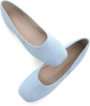 SAILING LU Flats for Women Comfortable Solid Color Soft Flats Square Toe Ballet Casual Work Shoes Dressy Slip-ons Loafers