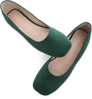 SAILING LU Flats for Women Comfortable Solid Color Soft Flats Square Toe Ballet Casual Work Shoes Dressy Slip-ons Loafers