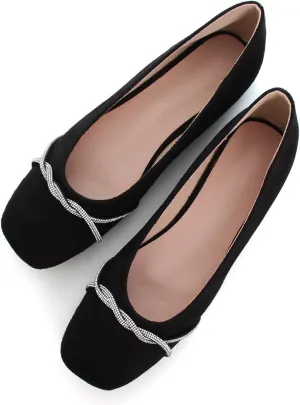 SAILING LU Flats for Women Comfortable Solid Color Soft Flats Square Toe Ballet Casual Work Shoes Dressy Slip-ons Loafers