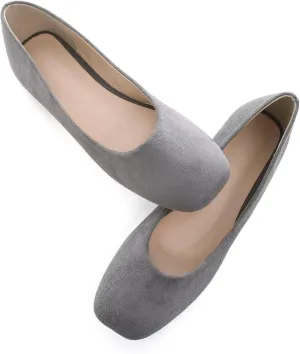 SAILING LU Flats for Women Comfortable Solid Color Soft Flats Square Toe Ballet Casual Work Shoes Dressy Slip-ons Loafers