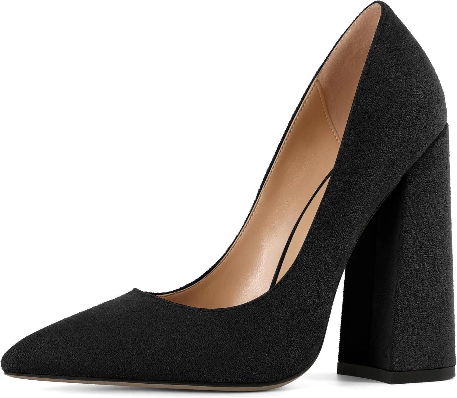 SAMMITOP Women's Chunky High Heel Pumps Pointed Toe Slip On Party Dress Shoes