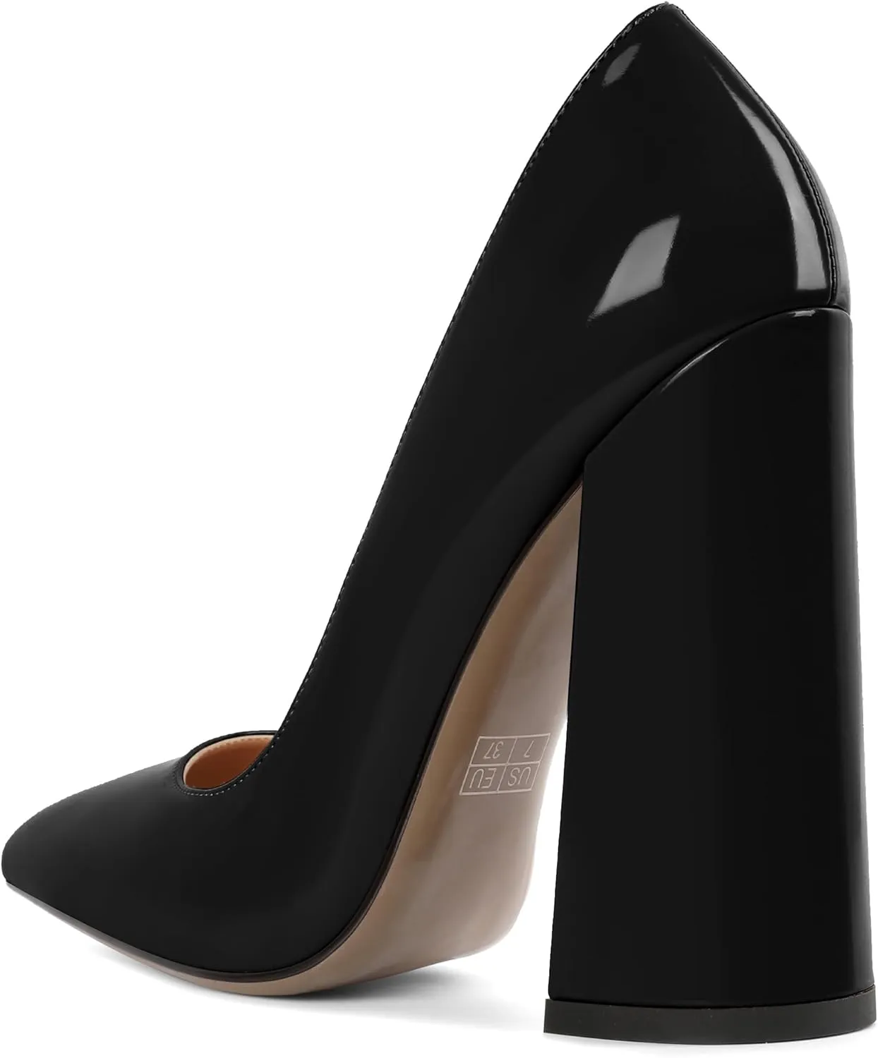 SAMMITOP Women's Chunky High Heel Pumps Pointed Toe Slip On Party Dress Shoes