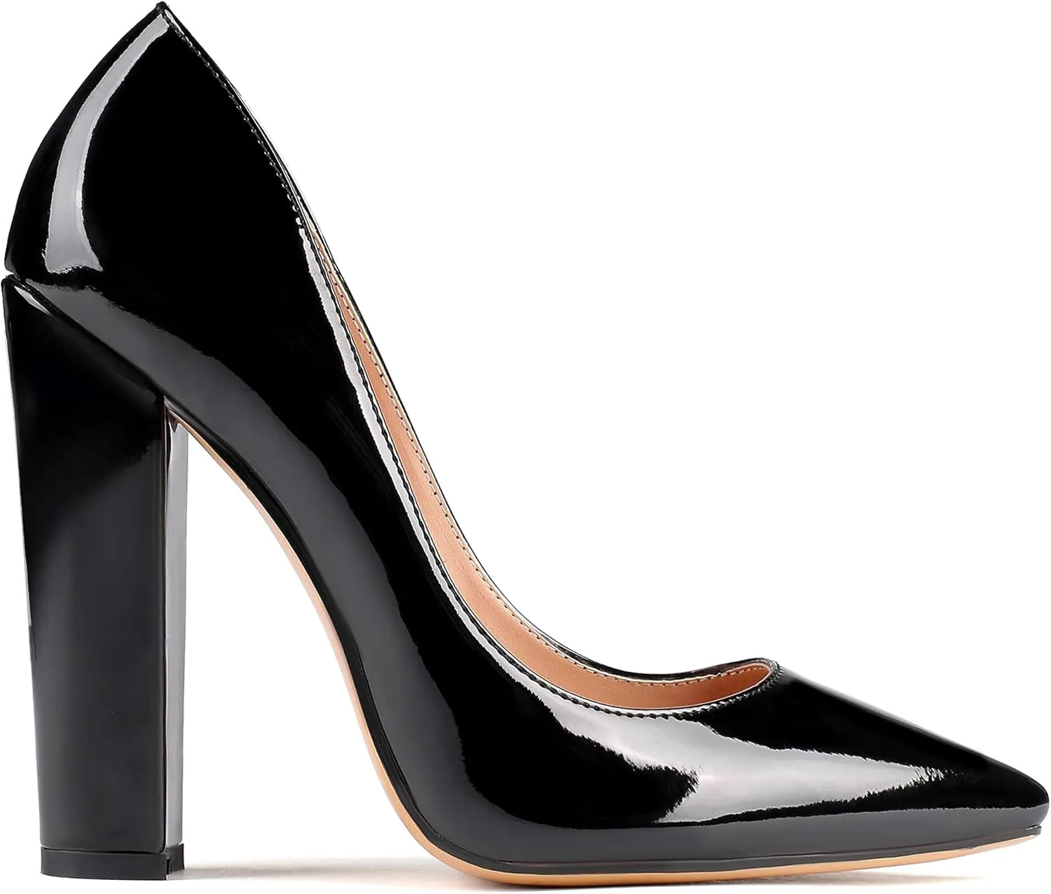 SAMMITOP Women's Chunky High Heel Pumps Pointed Toe Slip On Party Dress Shoes