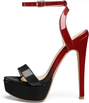 SAMMITOP Women's Open Toe Platform High Heeled Sandals Stiletto Dress Shoes