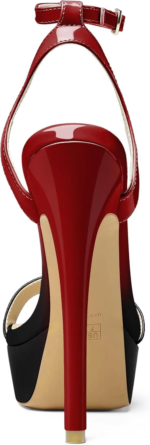 SAMMITOP Women's Open Toe Platform High Heeled Sandals Stiletto Dress Shoes