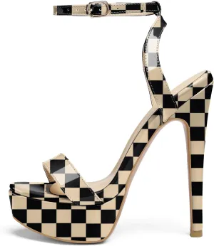 SAMMITOP Women's Open Toe Platform High Heeled Sandals Stiletto Dress Shoes