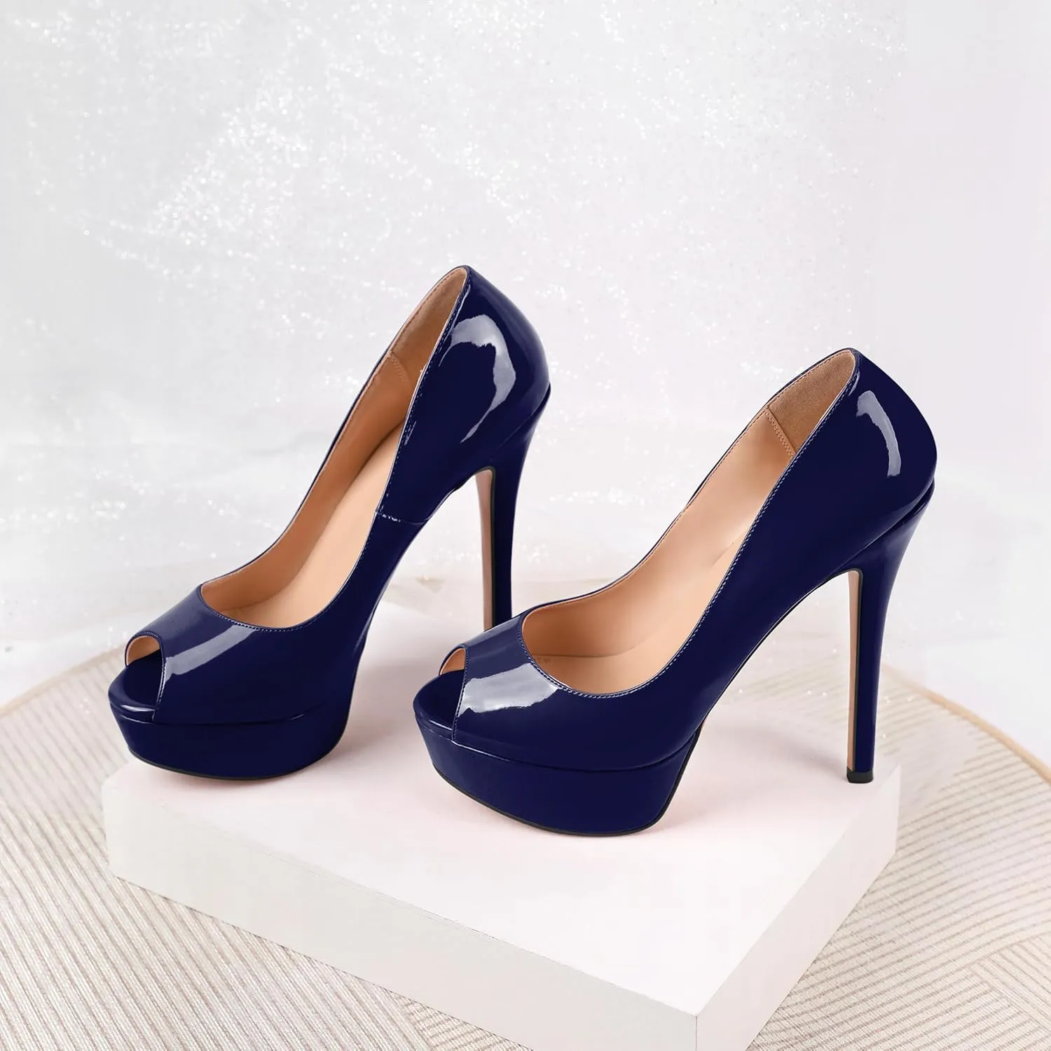 SAMMITOP Women's Peep Toe Pumps Platform High Heel Sandals Dress Shoes