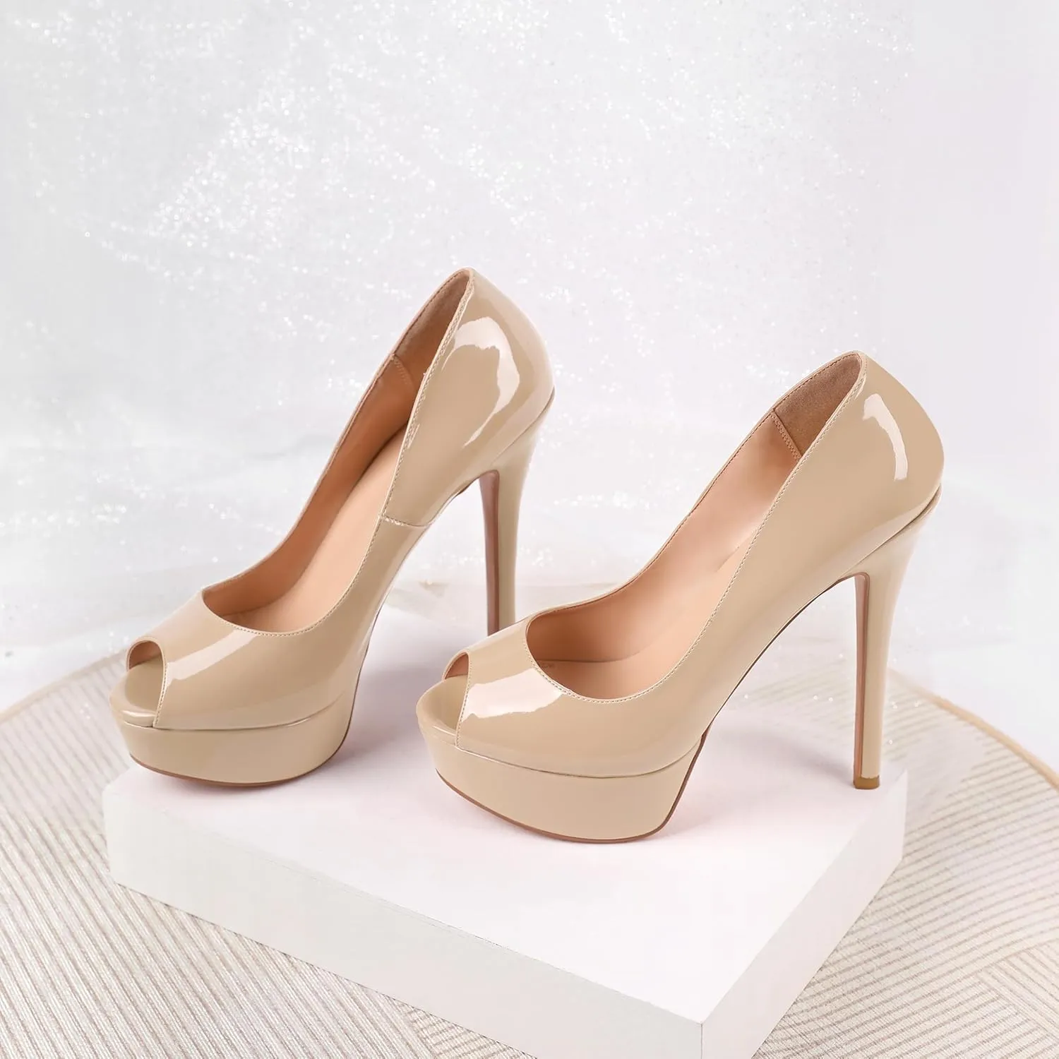 SAMMITOP Women's Peep Toe Pumps Platform High Heel Sandals Dress Shoes