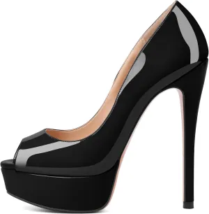 SAMMITOP Women's Peep Toe Pumps Platform High Heel Sandals Dress Shoes