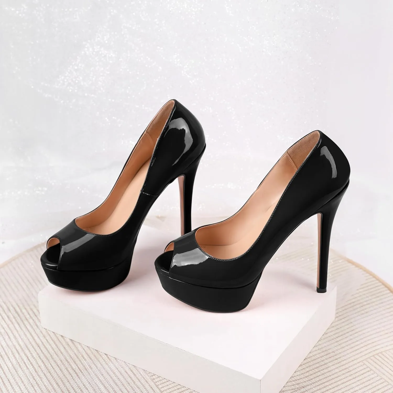 SAMMITOP Women's Peep Toe Pumps Platform High Heel Sandals Dress Shoes
