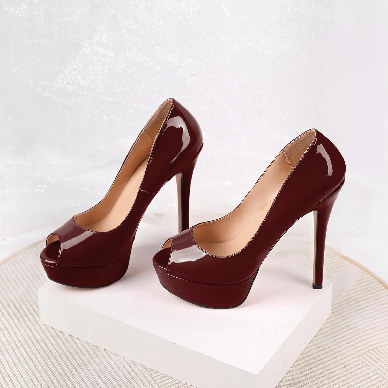 SAMMITOP Women's Peep Toe Pumps Platform High Heel Sandals Dress Shoes