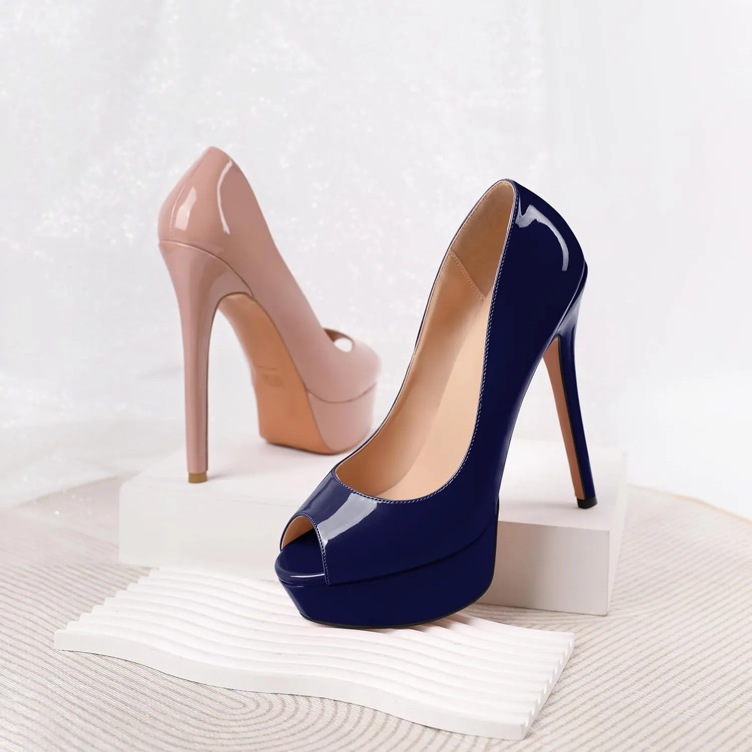 SAMMITOP Women's Peep Toe Pumps Platform High Heel Sandals Dress Shoes