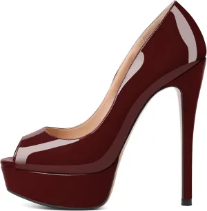SAMMITOP Women's Peep Toe Pumps Platform High Heel Sandals Dress Shoes