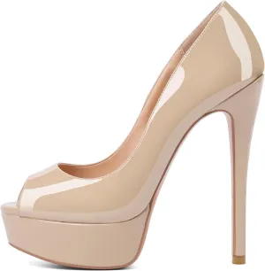 SAMMITOP Women's Peep Toe Pumps Platform High Heel Sandals Dress Shoes