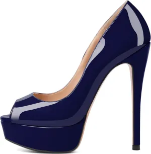 SAMMITOP Women's Peep Toe Pumps Platform High Heel Sandals Dress Shoes