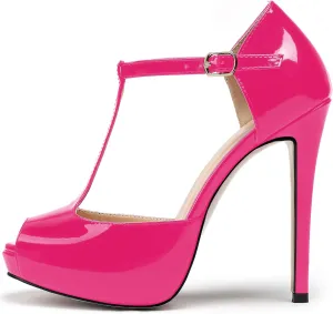 SAMMITOP Women's Platform High Heels Ankle Strap Sandals Mary Jane Platform Pumps Shoes
