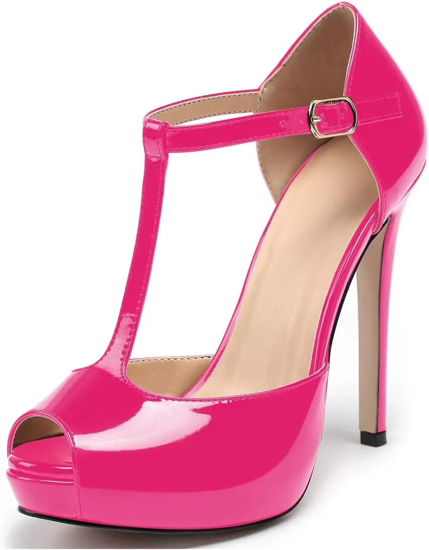 SAMMITOP Women's Platform High Heels Ankle Strap Sandals Mary Jane Platform Pumps Shoes