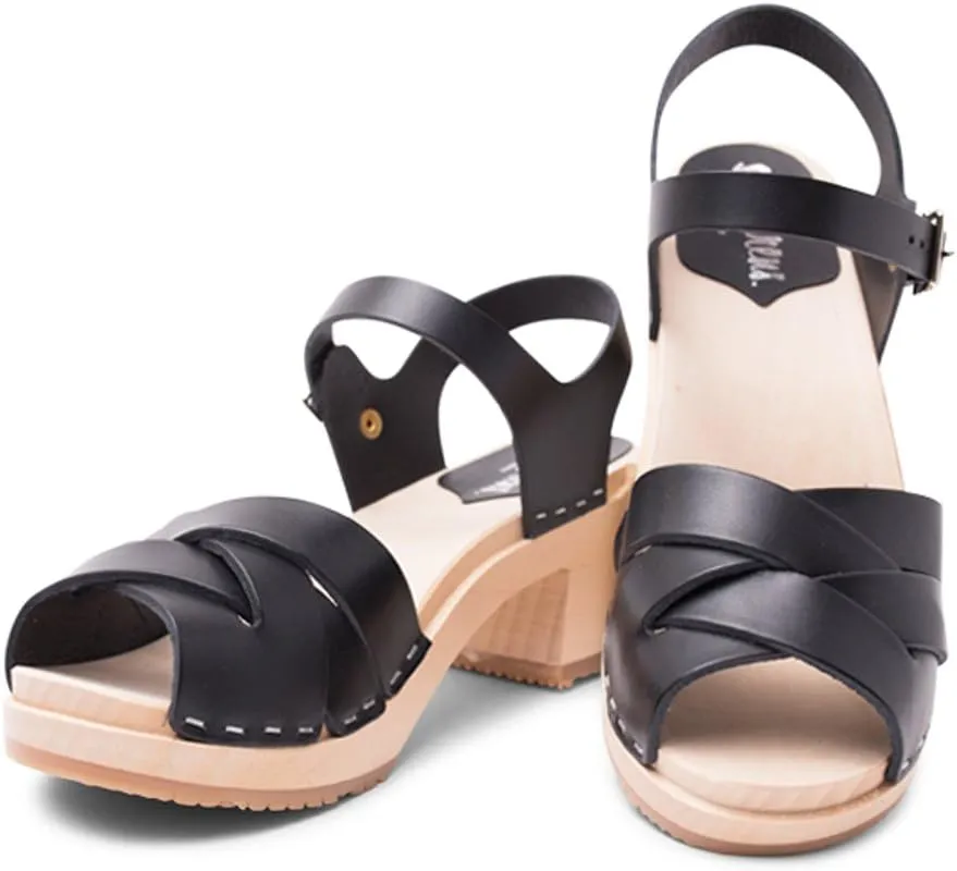 Sandgrens Handmade Swedish Wood Clogs for Women, High Heel Sandals | Rio Grande High