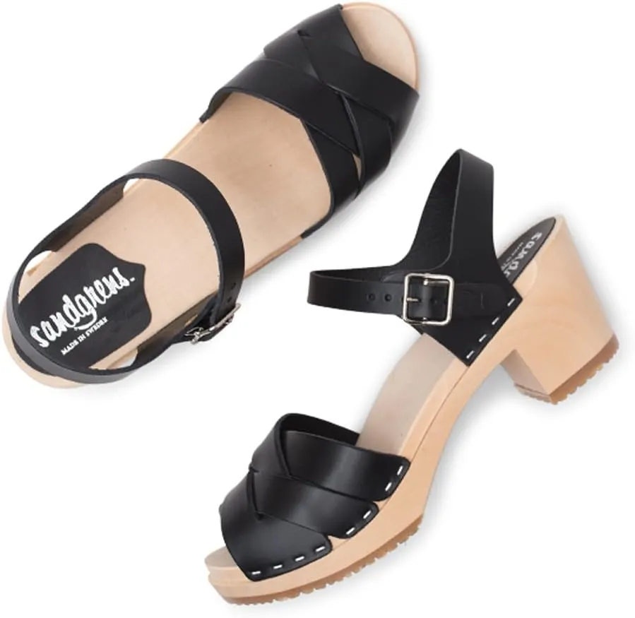 Sandgrens Handmade Swedish Wood Clogs for Women, High Heel Sandals | Rio Grande High