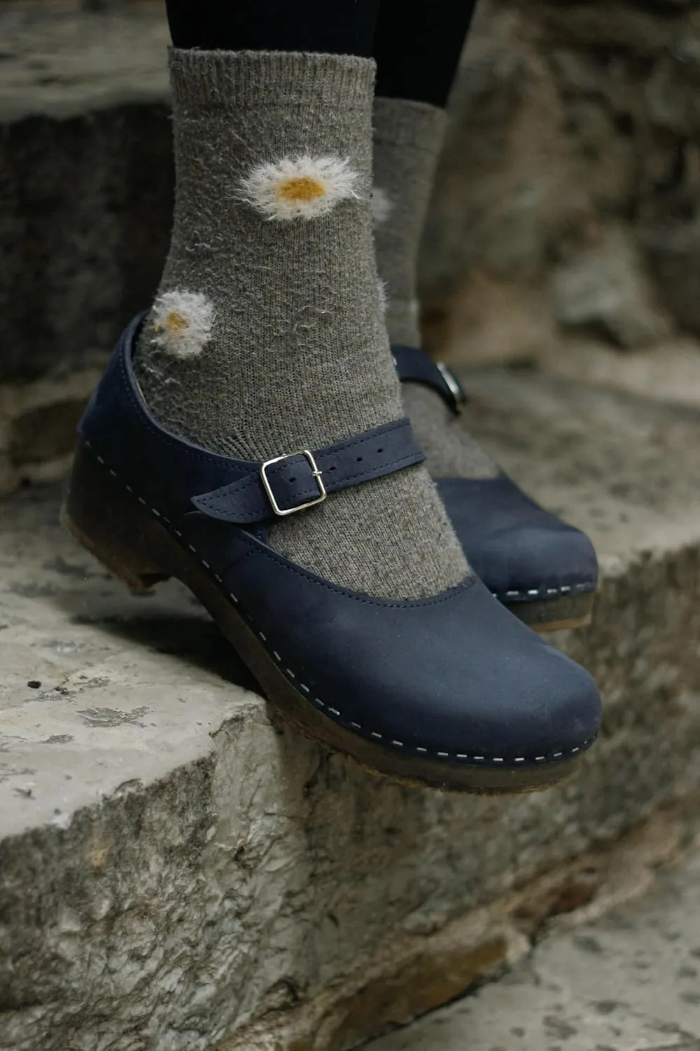 Sandgrens Handmade Swedish Wood Clogs for Women, Low Heel Sandals | Mary Jane