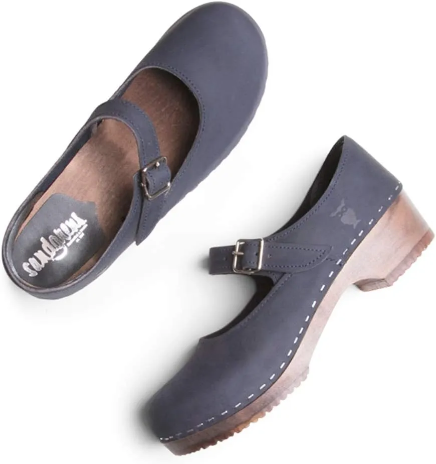 Sandgrens Handmade Swedish Wood Clogs for Women, Low Heel Sandals | Mary Jane