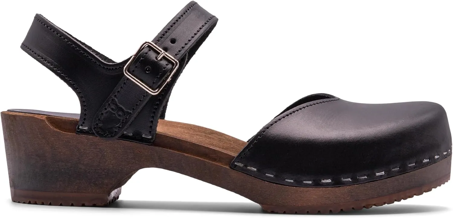 Sandgrens Handmade Swedish Wood Clogs for Women, Low Heel Sandals | Saragasso