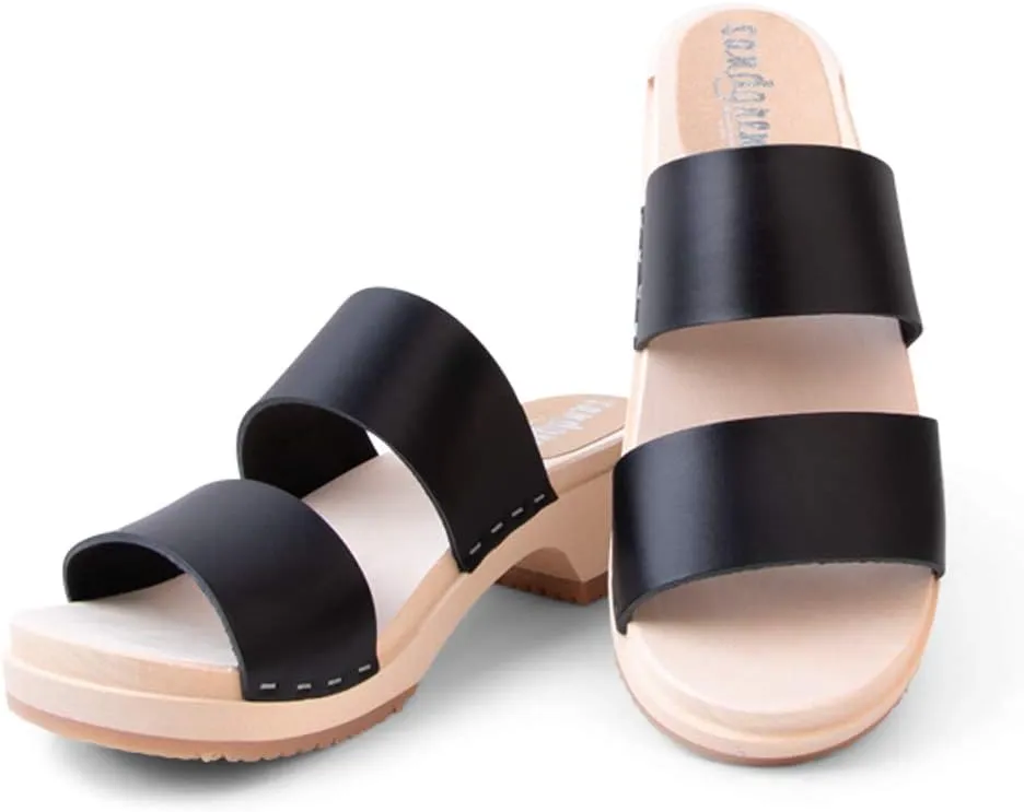 Sandgrens Handmade Swedish Wood Clogs for Women, Low Heel Sandals | Stockholm Low