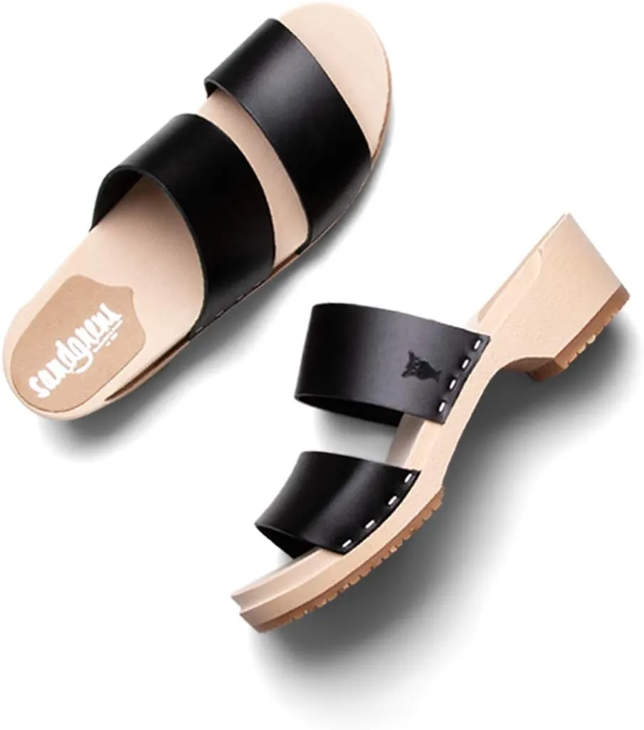 Sandgrens Handmade Swedish Wood Clogs for Women, Low Heel Sandals | Stockholm Low