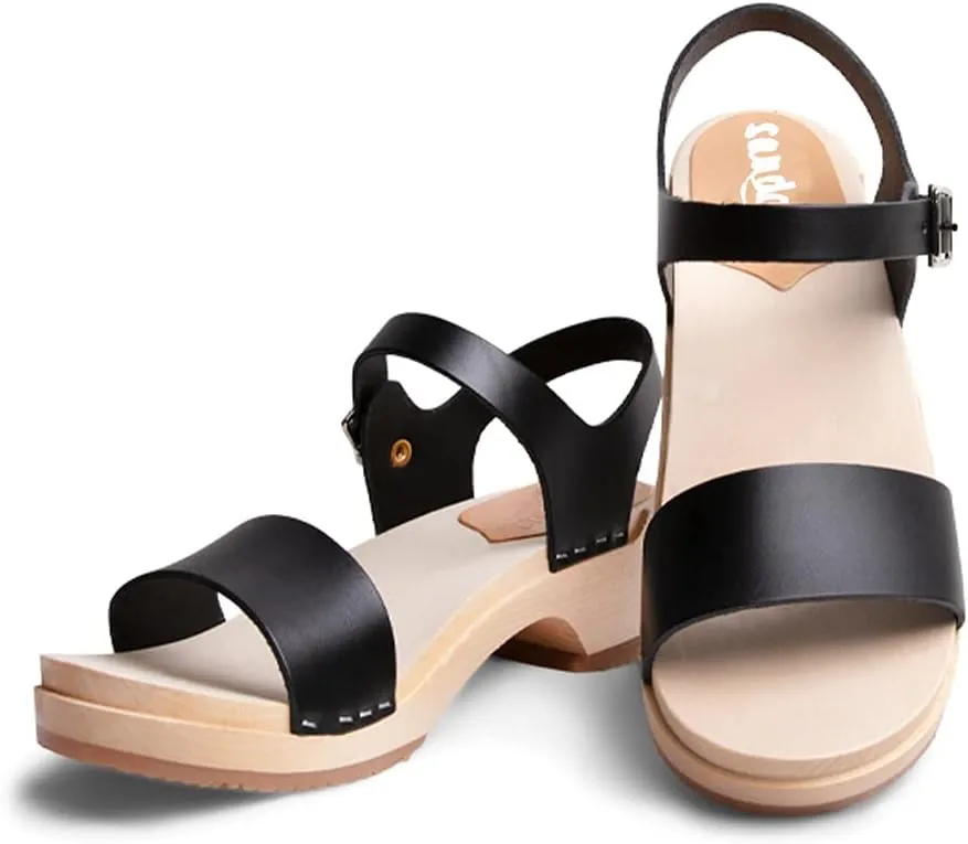 Sandgrens Handmade Swedish Wood Clogs for Women, Low Heel Sandals | Vienna Low