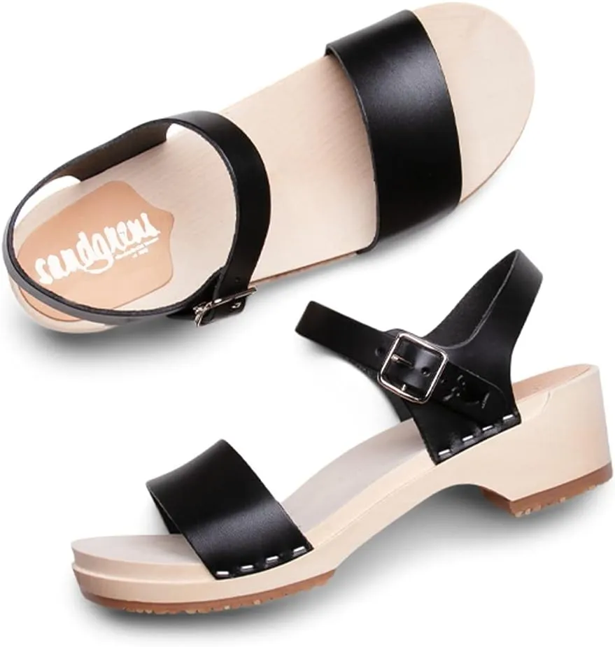 Sandgrens Handmade Swedish Wood Clogs for Women, Low Heel Sandals | Vienna Low