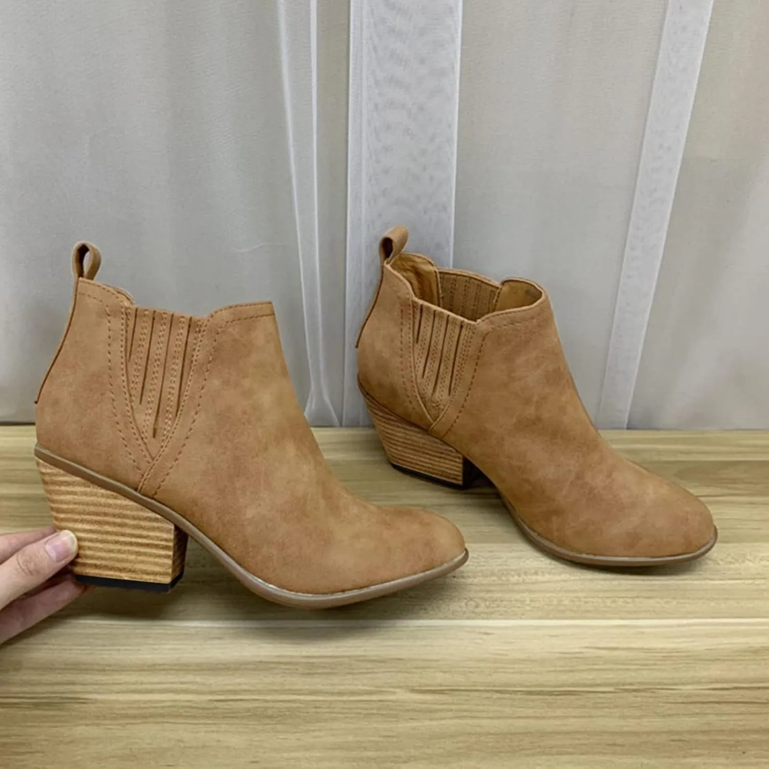 SBGMoSJ Women's Leather Ankle Boots Shoes Zipper Winter Booties White Ankle Boots for Women Wide Blowfish Grey Booties Women Ankle Boots with Heel Women Booties Low Heel Womens White Western Boots