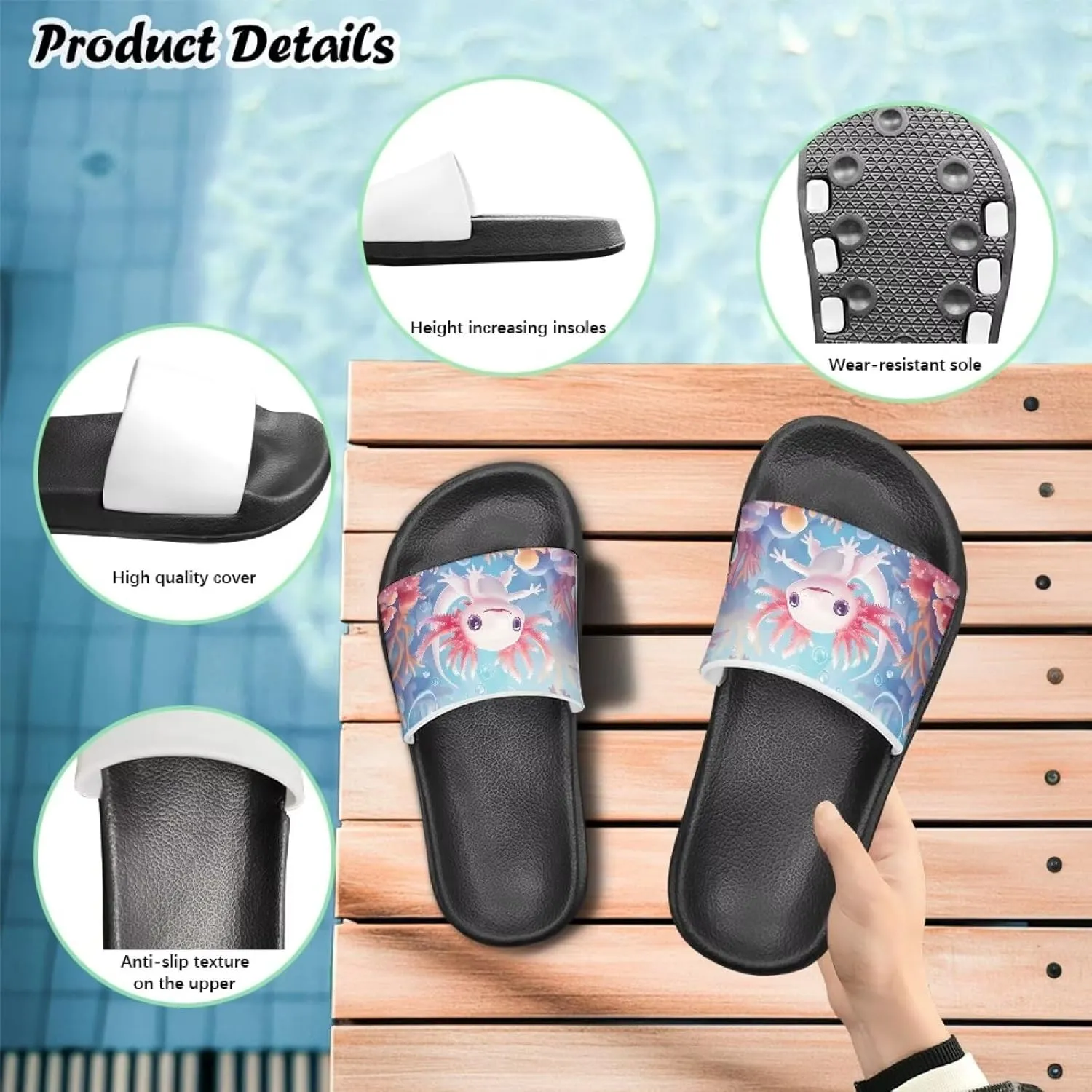 Shark Kids Slide Sandals Quick Drying Pool Slides for Boys Girls
