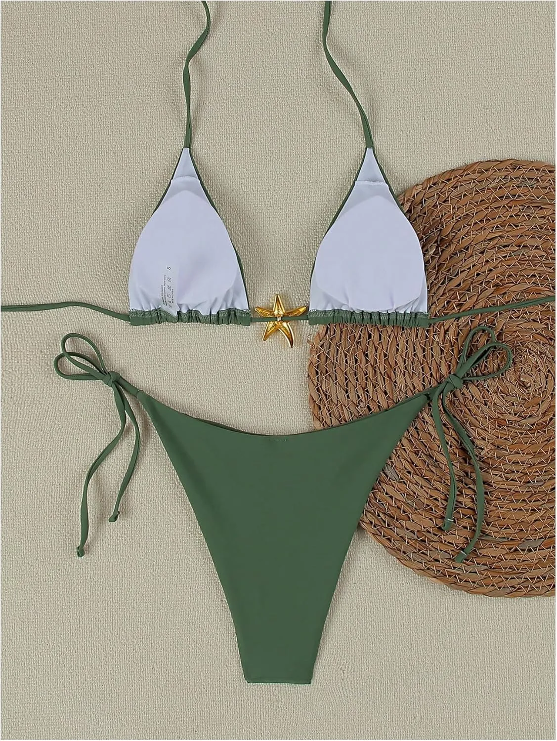 SHENHE Women's Triangle String Bikini Set 2 Piece Halter Swimsuits Starfish Metal Linked Swim Set