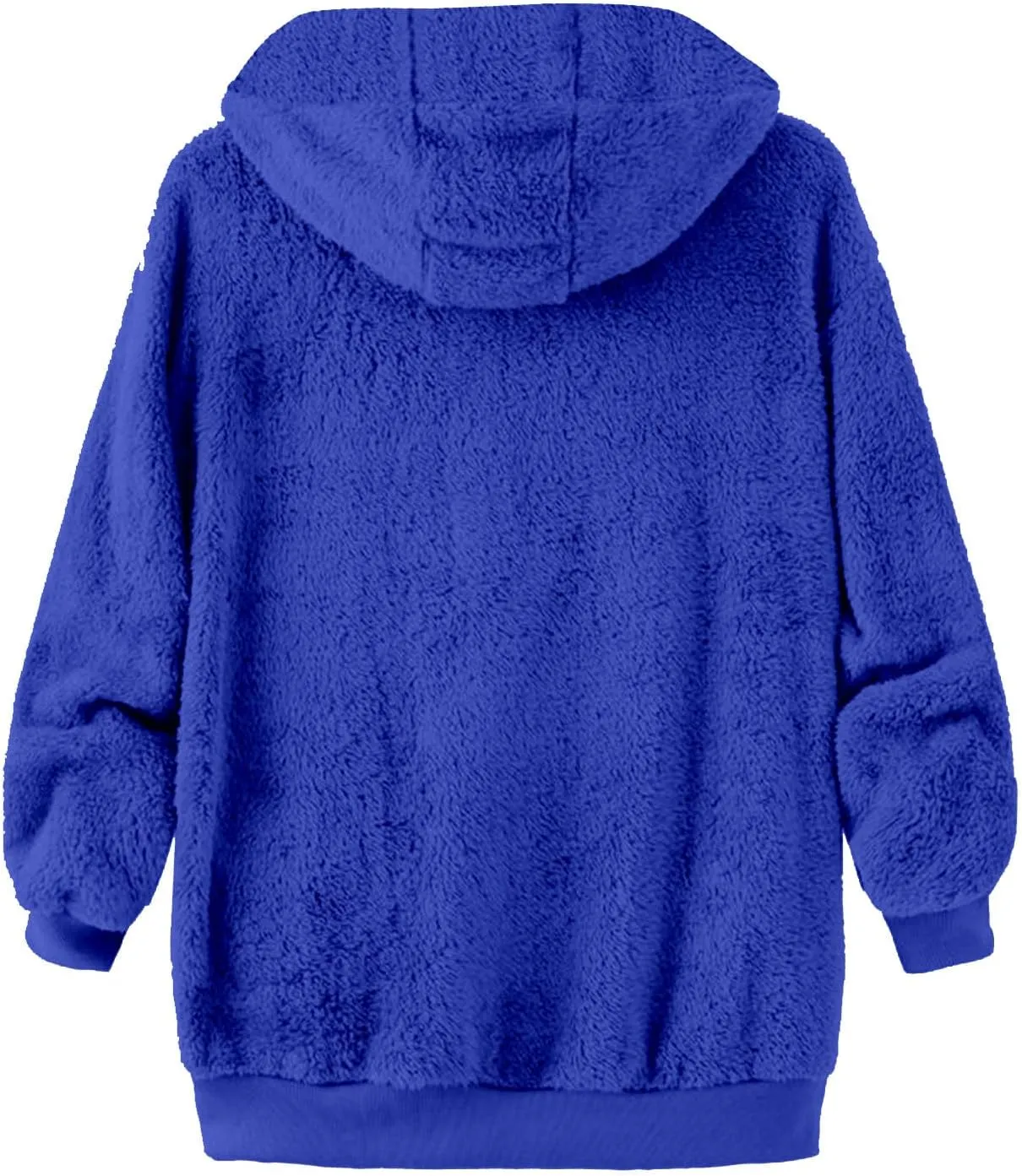 Sherpa Fleece Jacket For Women Full Zip Oversized Long Sleeve Hooded Fuzzy Cardigan Coat Fashion Winter Outwear