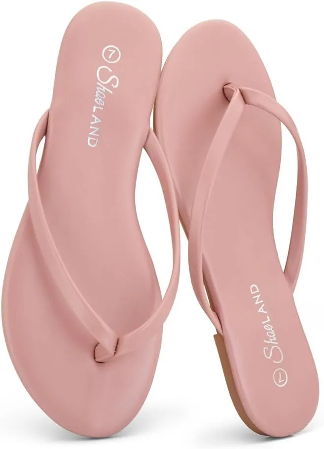 Shoe Land Flip Flops for Women 2025 - Memory Foam Slides & Flat Sandals | Ultra-Comfortable Thong Lightweight Summer Shoes for Beach, Pool & Dressy Outfits