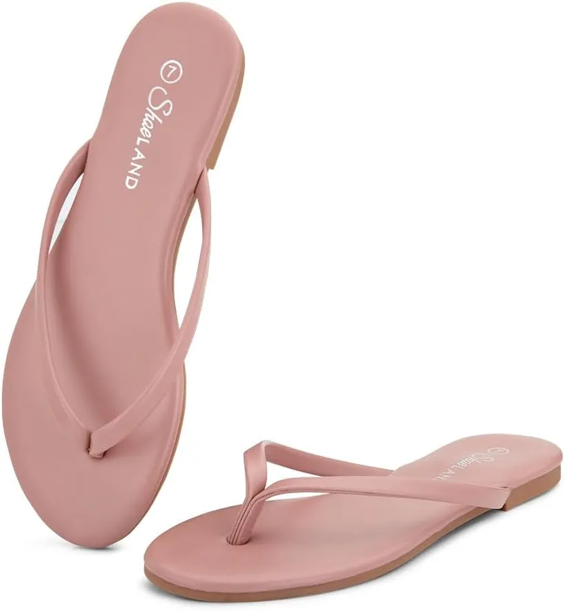 Shoe Land Flip Flops for Women 2025 - Memory Foam Slides & Flat Sandals | Ultra-Comfortable Thong Lightweight Summer Shoes for Beach, Pool & Dressy Outfits