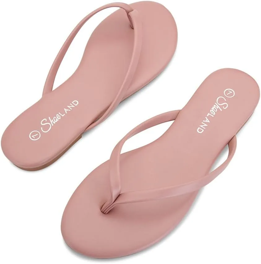 Shoe Land Flip Flops for Women 2025 - Memory Foam Slides & Flat Sandals | Ultra-Comfortable Thong Lightweight Summer Shoes for Beach, Pool & Dressy Outfits