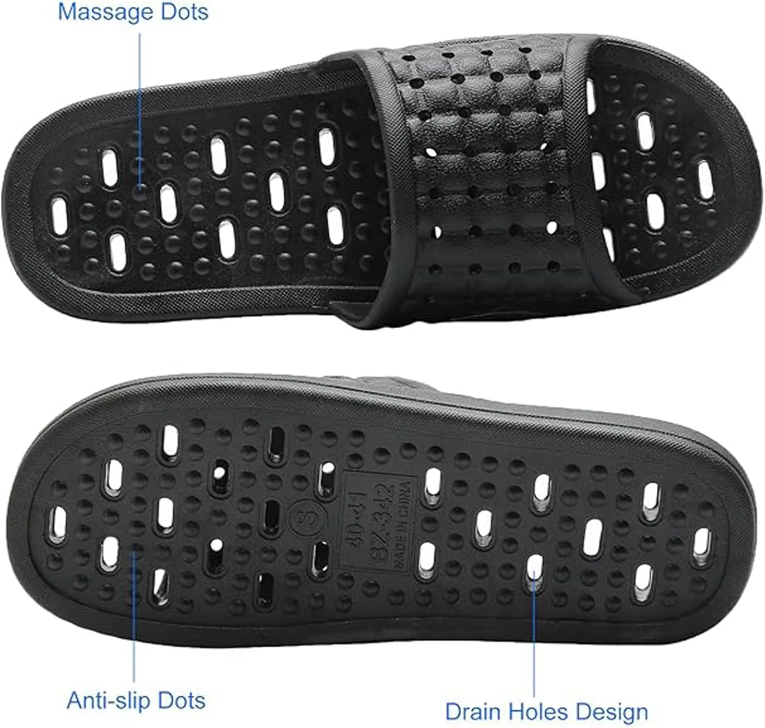 Shower Shoes,Men's And Women's Bathroom Hanging Quick Drying Hollow Solid Color Indoor Outdoor Slipper Non Slip Beach Showe Slippers for Men and Women