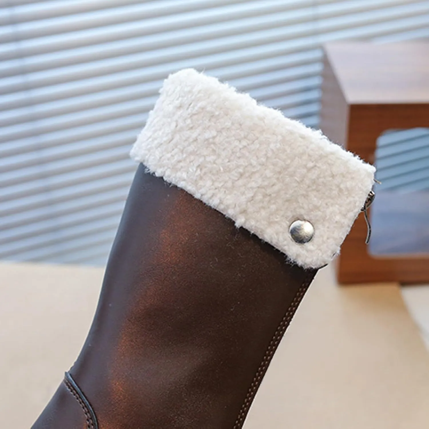 Side Zipper Leather Boots For Girls Kids Toddler Childrens 𝐖aterproof Shoes Outdoor Dress Dance Fuzzy Soft Mid Boots