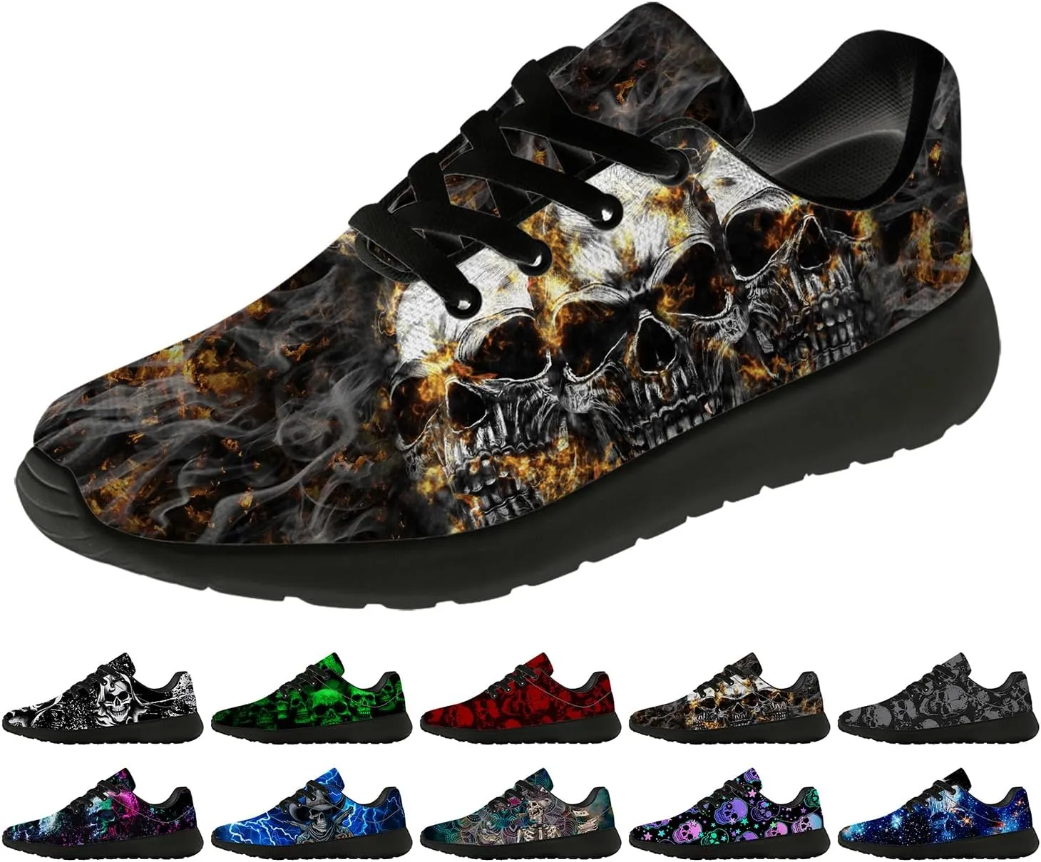 Skull Shoes for Women Men Running Shoes Lightweight Tennis Sneakers Gifts for Him Her
