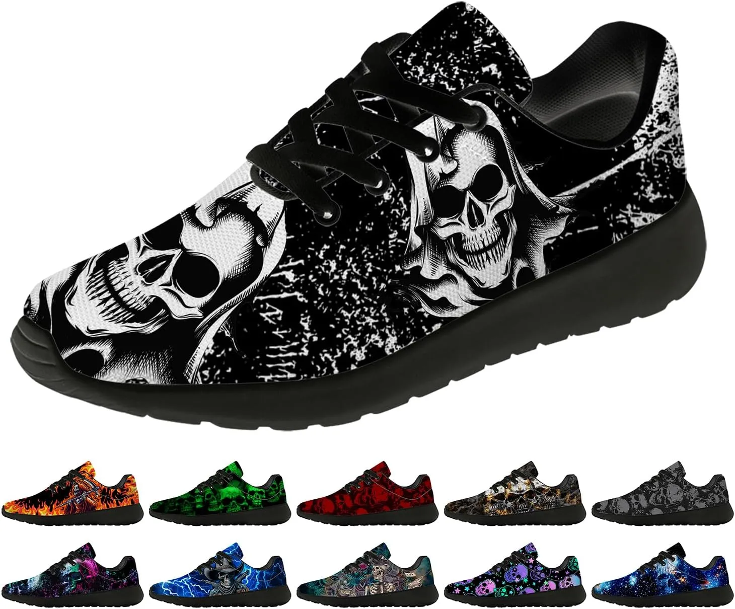 Skull Shoes for Women Men Running Shoes Lightweight Tennis Sneakers Gifts for Him Her